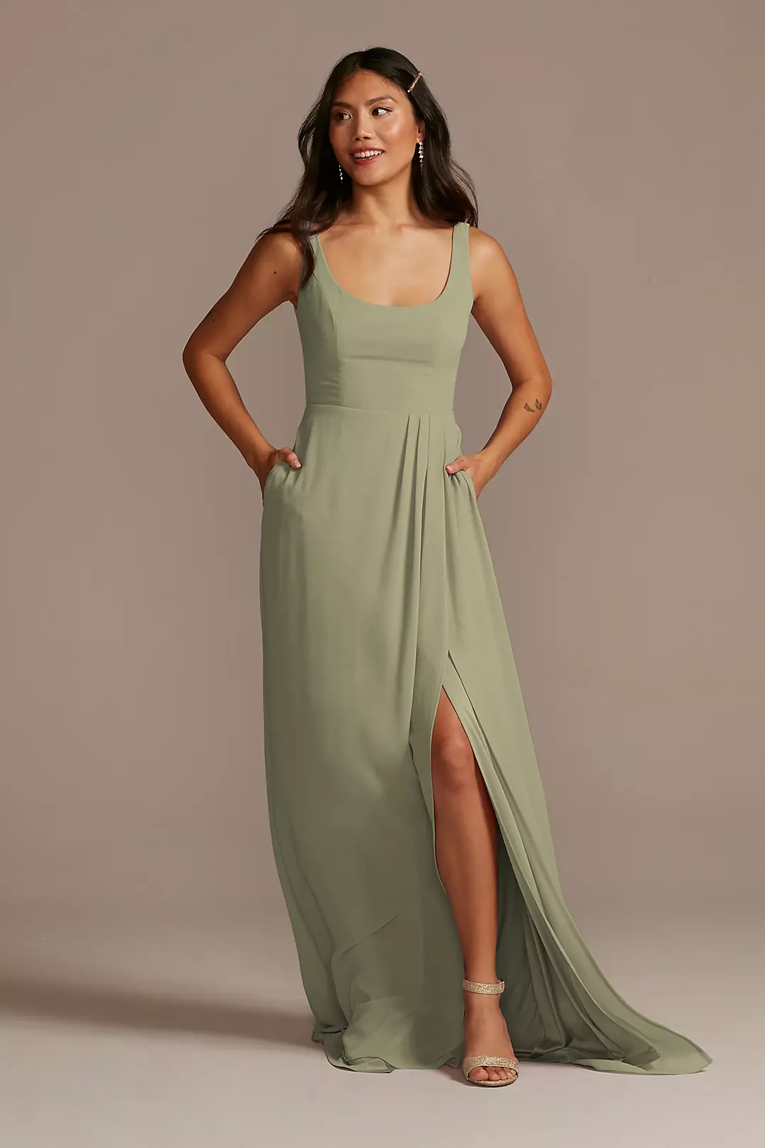 Chiffon Tank Scoop Neck Dress - Image 63