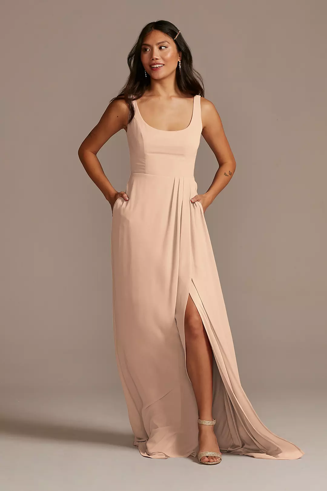 Chiffon Tank Scoop Neck Dress - Image 67