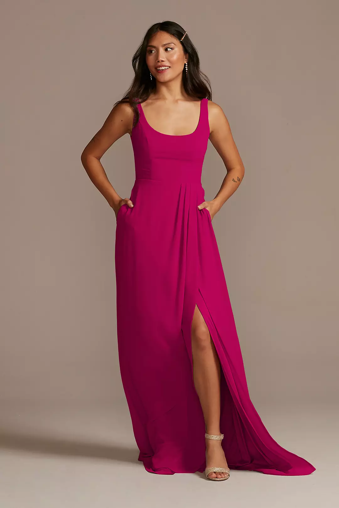 Chiffon Tank Scoop Neck Dress - Image 70