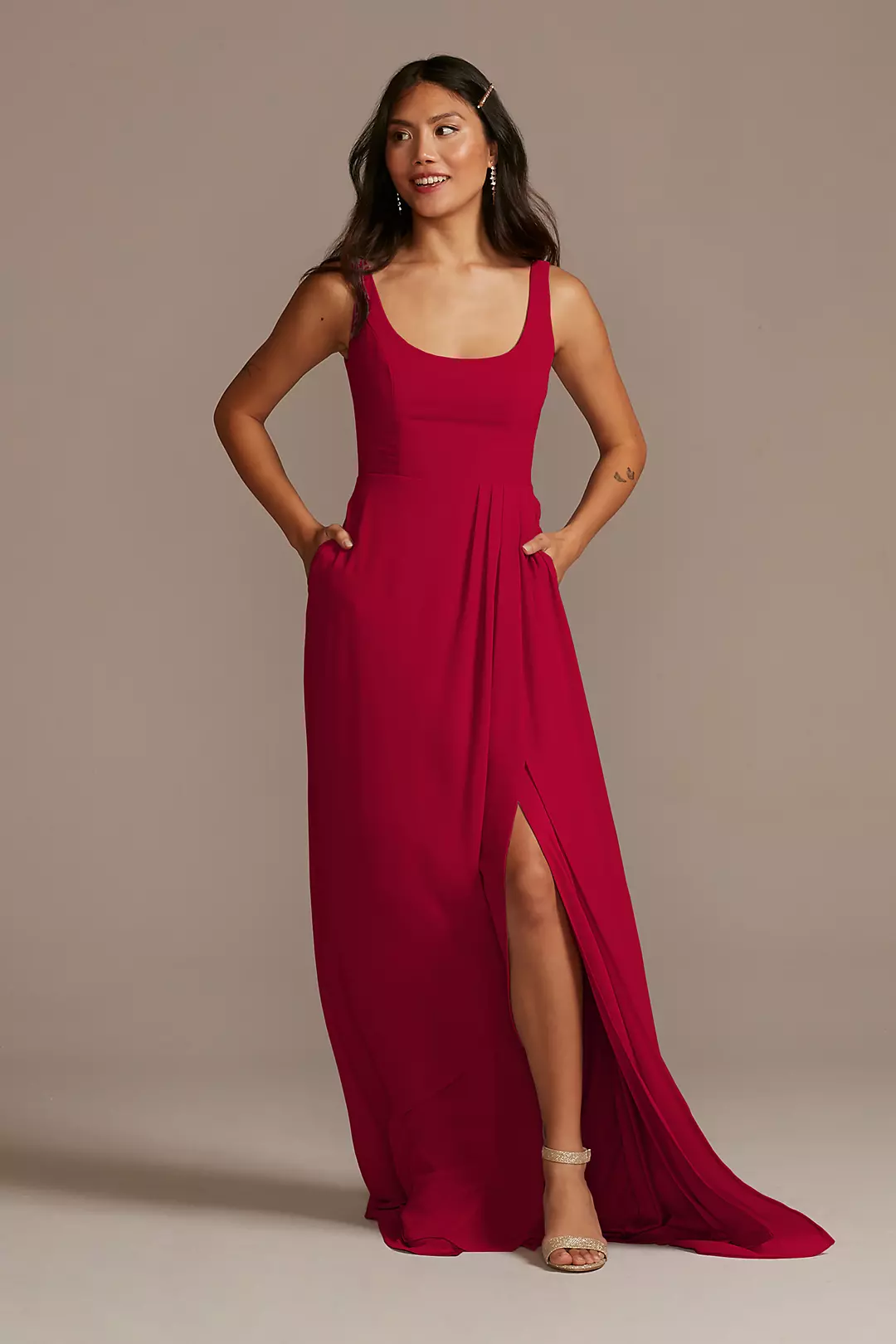 Chiffon Tank Scoop Neck Dress - Image 71