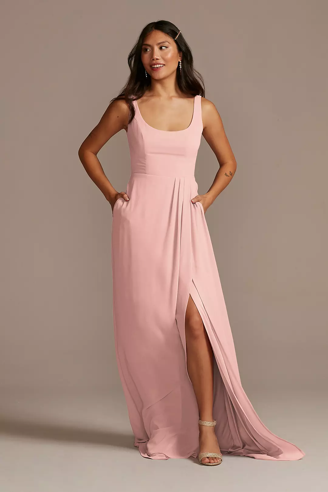 Chiffon Tank Scoop Neck Dress - Image 72