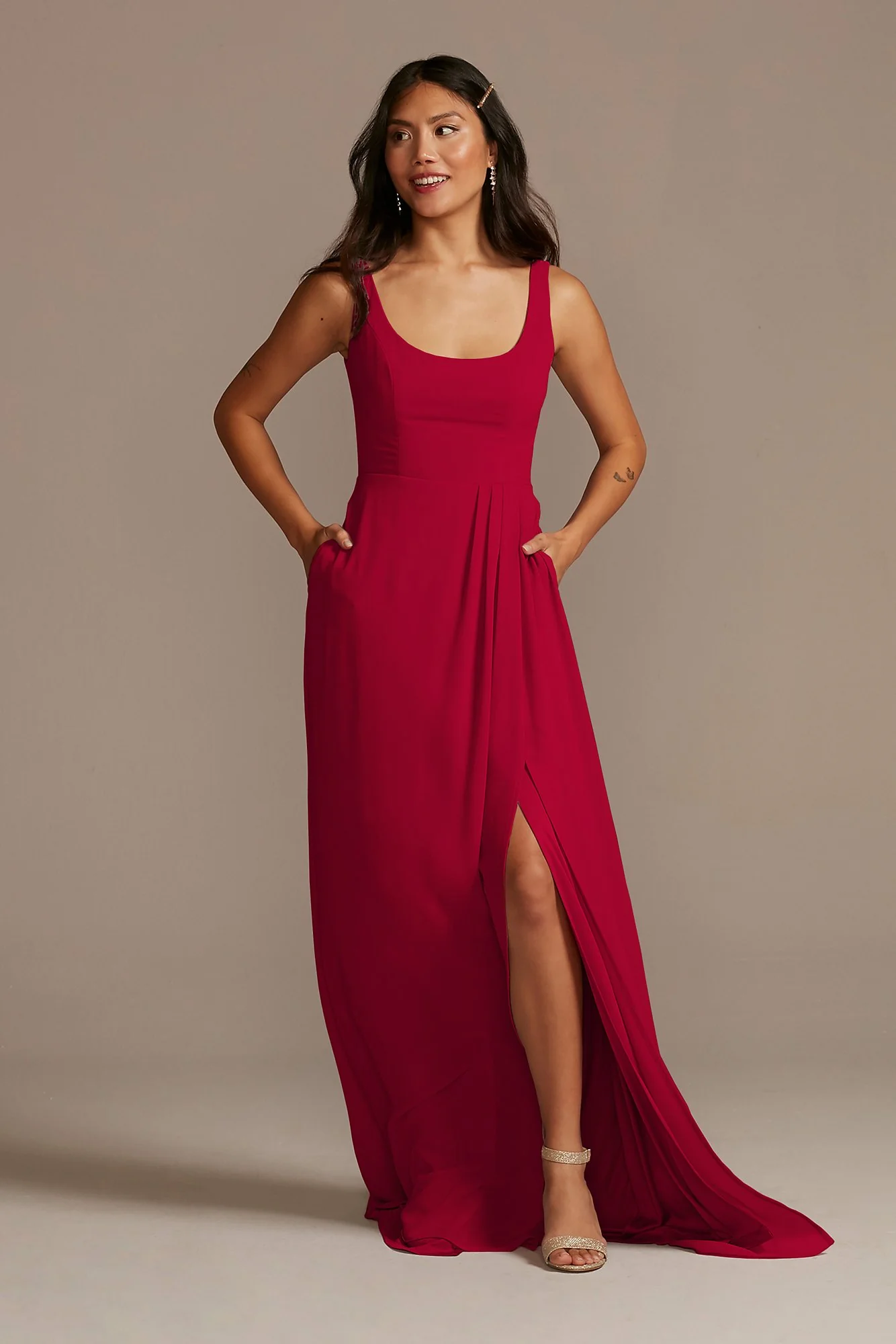 Chiffon Tank Scoop Neck Dress - Image 81