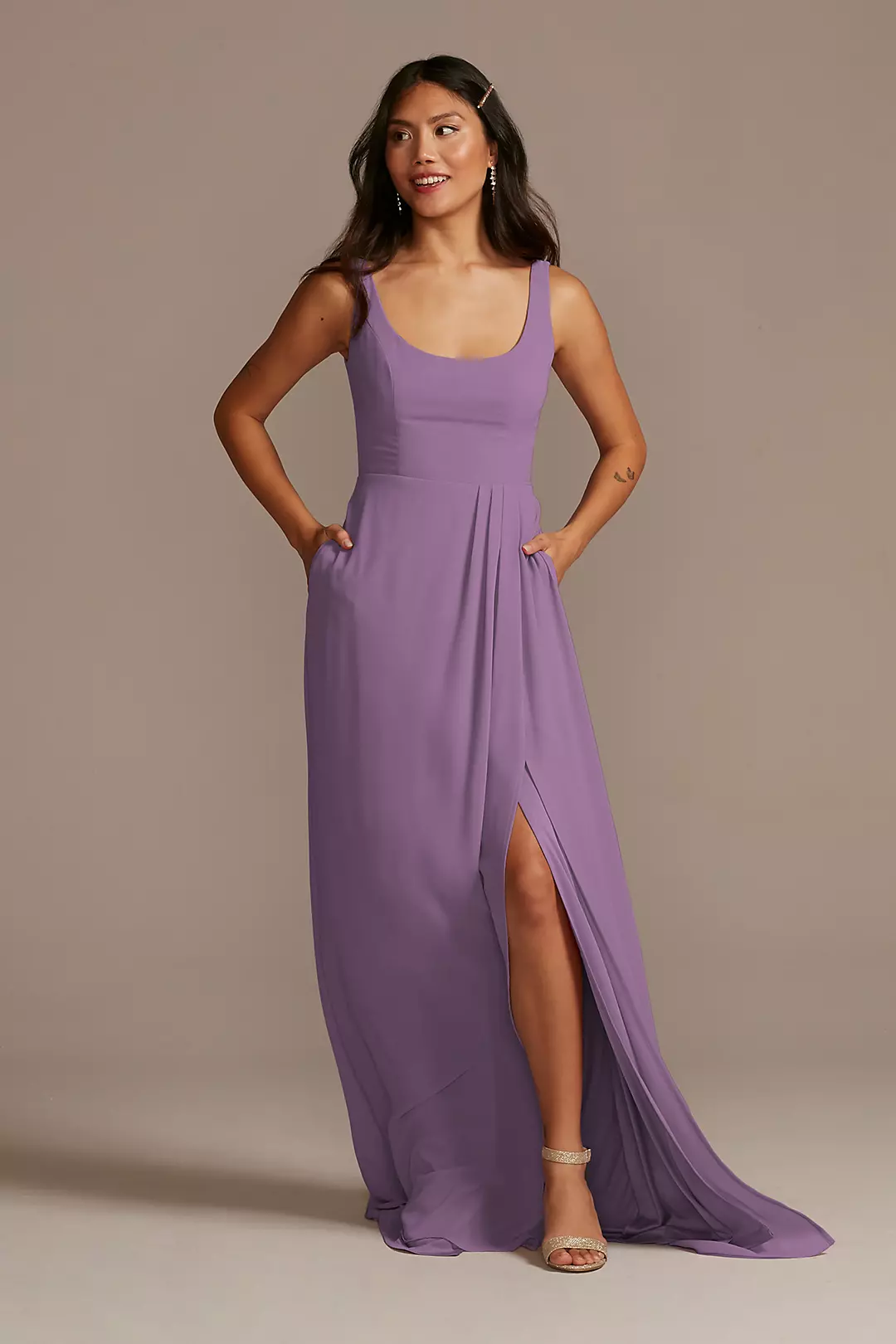 Chiffon Tank Scoop Neck Dress - Image 90