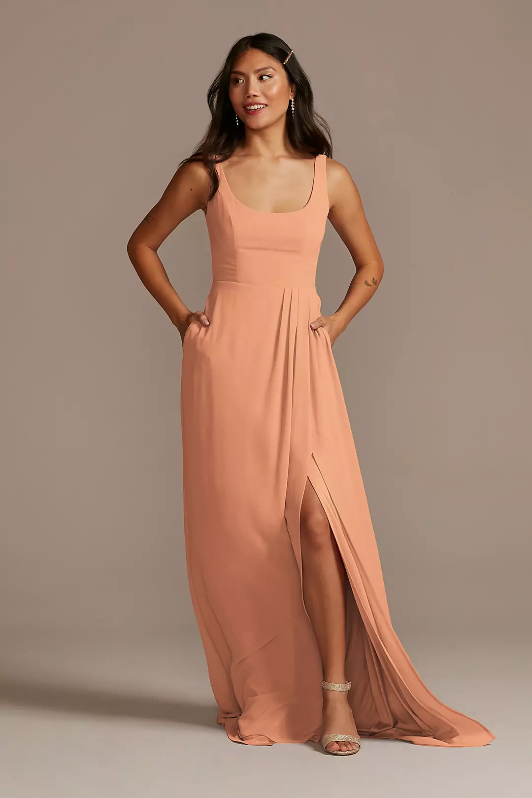 Chiffon Tank Scoop Neck Dress - Image 91