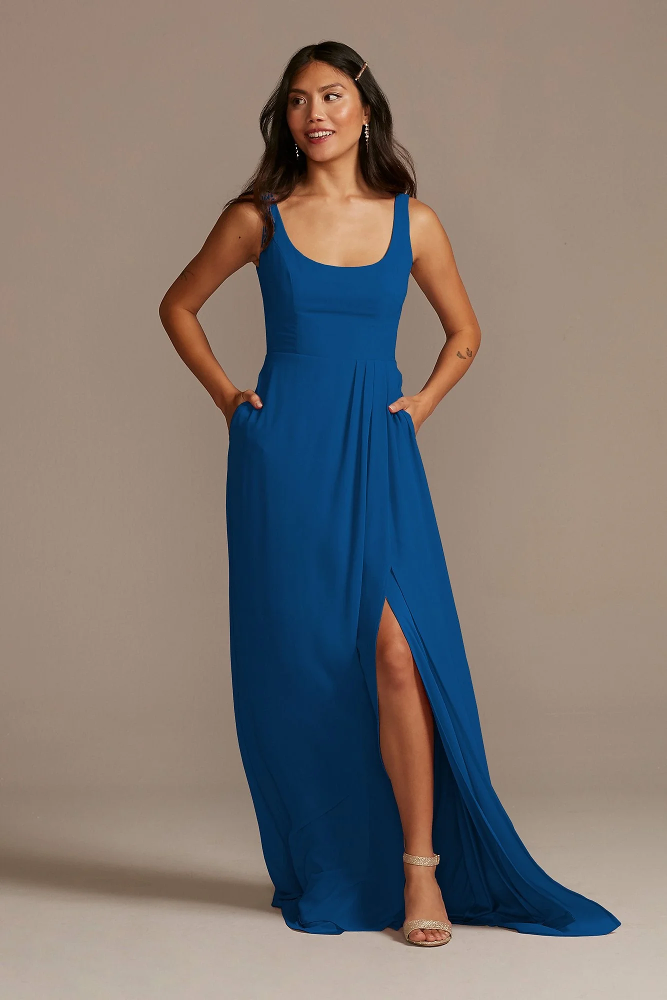 Chiffon Tank Scoop Neck Dress - Image 96