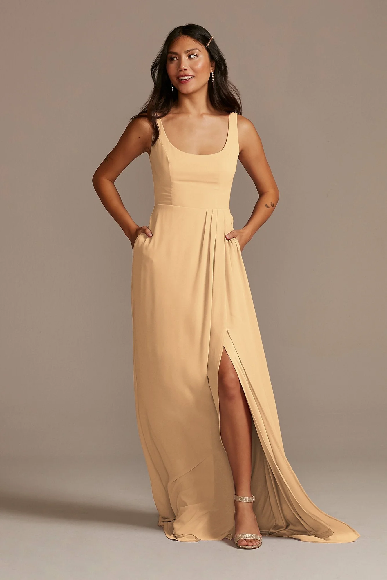 Chiffon Tank Scoop Neck Dress - Image 98