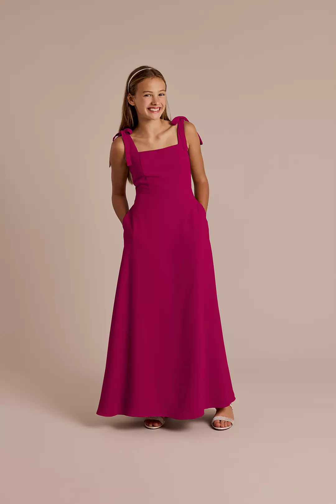 Chiffon Tie Strap A-Line Junior Dress - Image 26