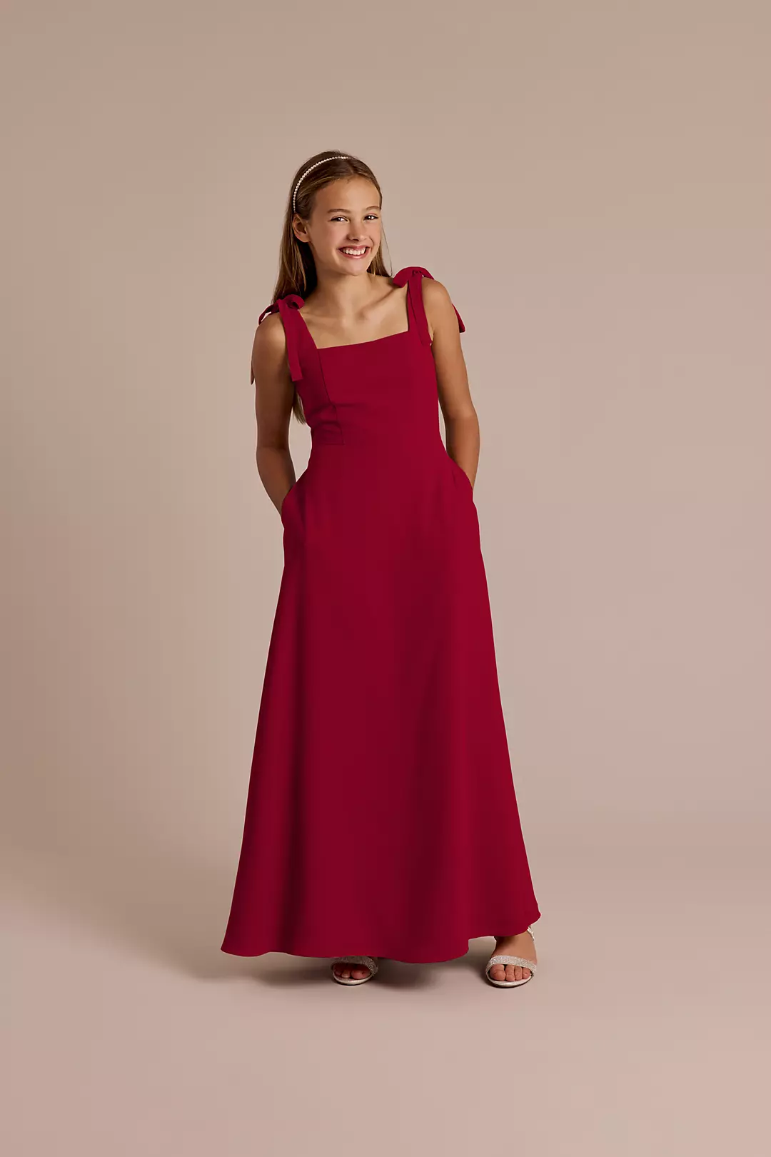 Chiffon Tie Strap A-Line Junior Dress - Image 27