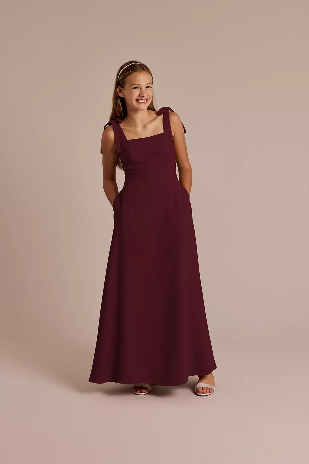 Chiffon Tie Strap A-Line Junior Dress - Image 29