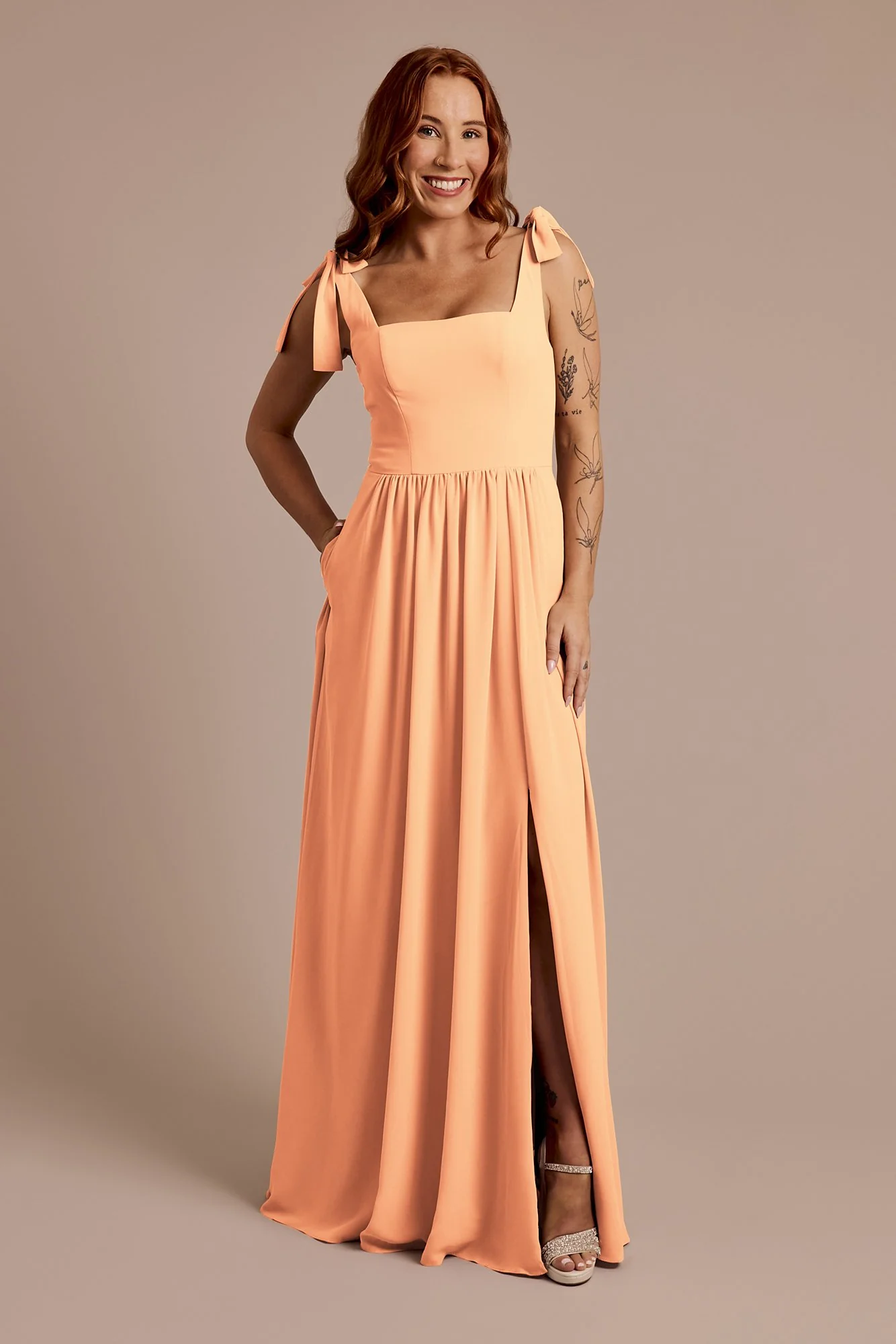 Chiffon Tie Strap Tank A-Line Dress - Image 20