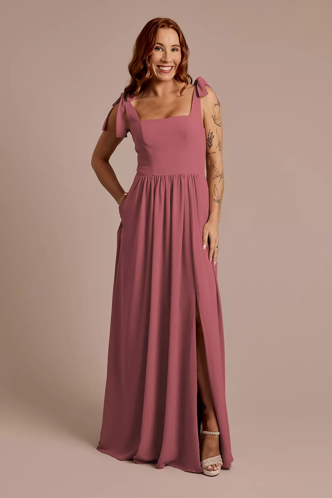 Chiffon Tie Strap Tank A-Line Dress - Image 71