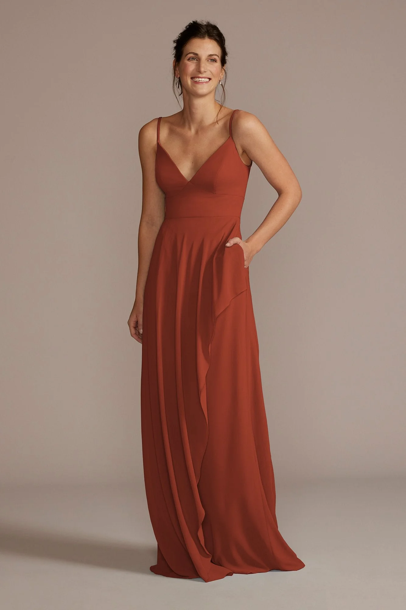 Chiffon V-Neck Cascade Skirt Dress - Image 10