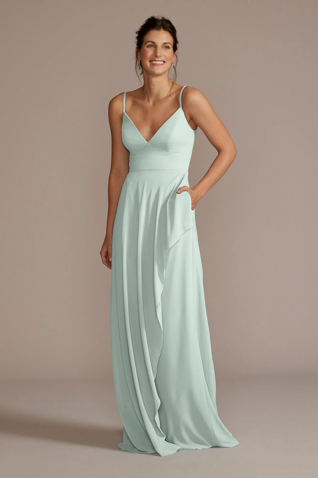 Chiffon V-Neck Cascade Skirt Dress - Image 13