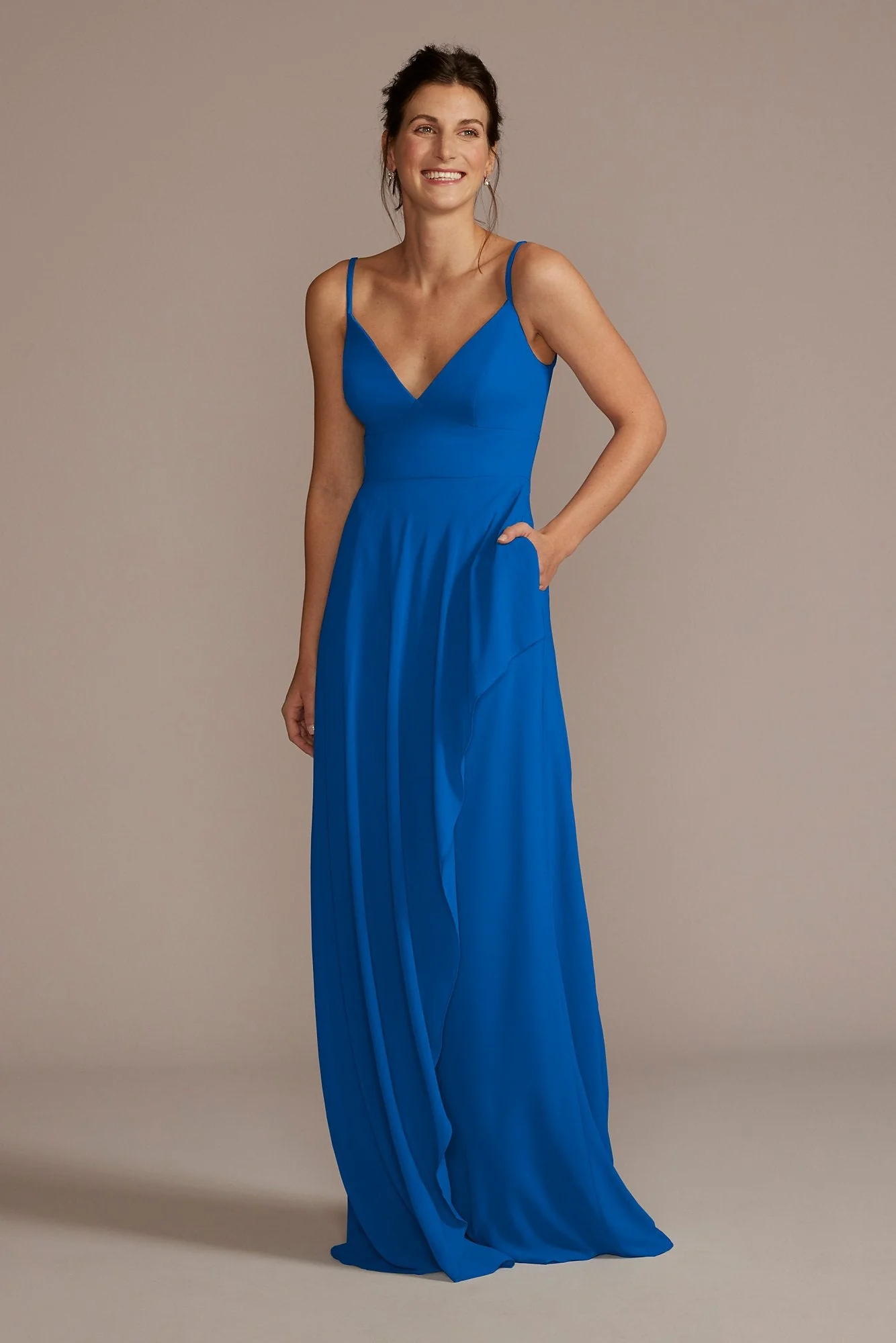 Chiffon V-Neck Cascade Skirt Dress - Image 14