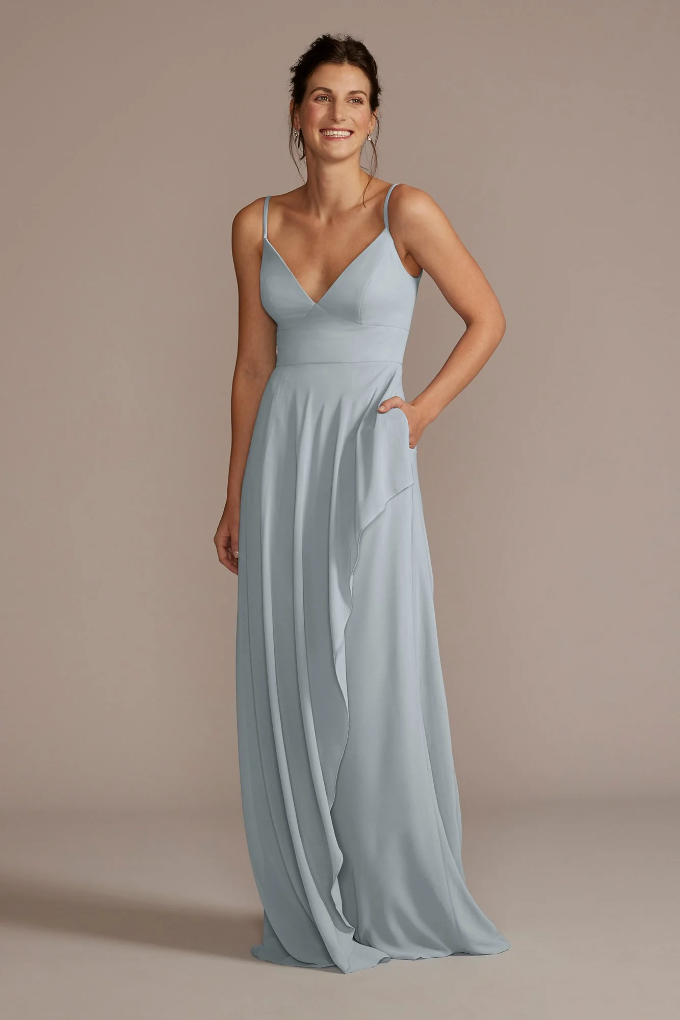 Chiffon V-Neck Cascade Skirt Dress - Image 19