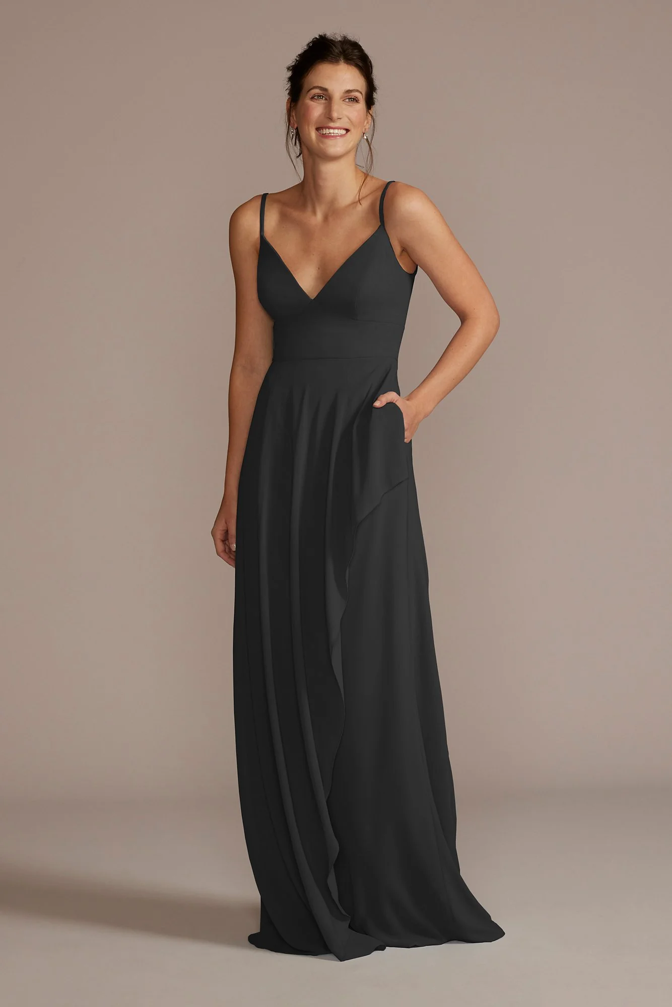 Chiffon V-Neck Cascade Skirt Dress - Image 20