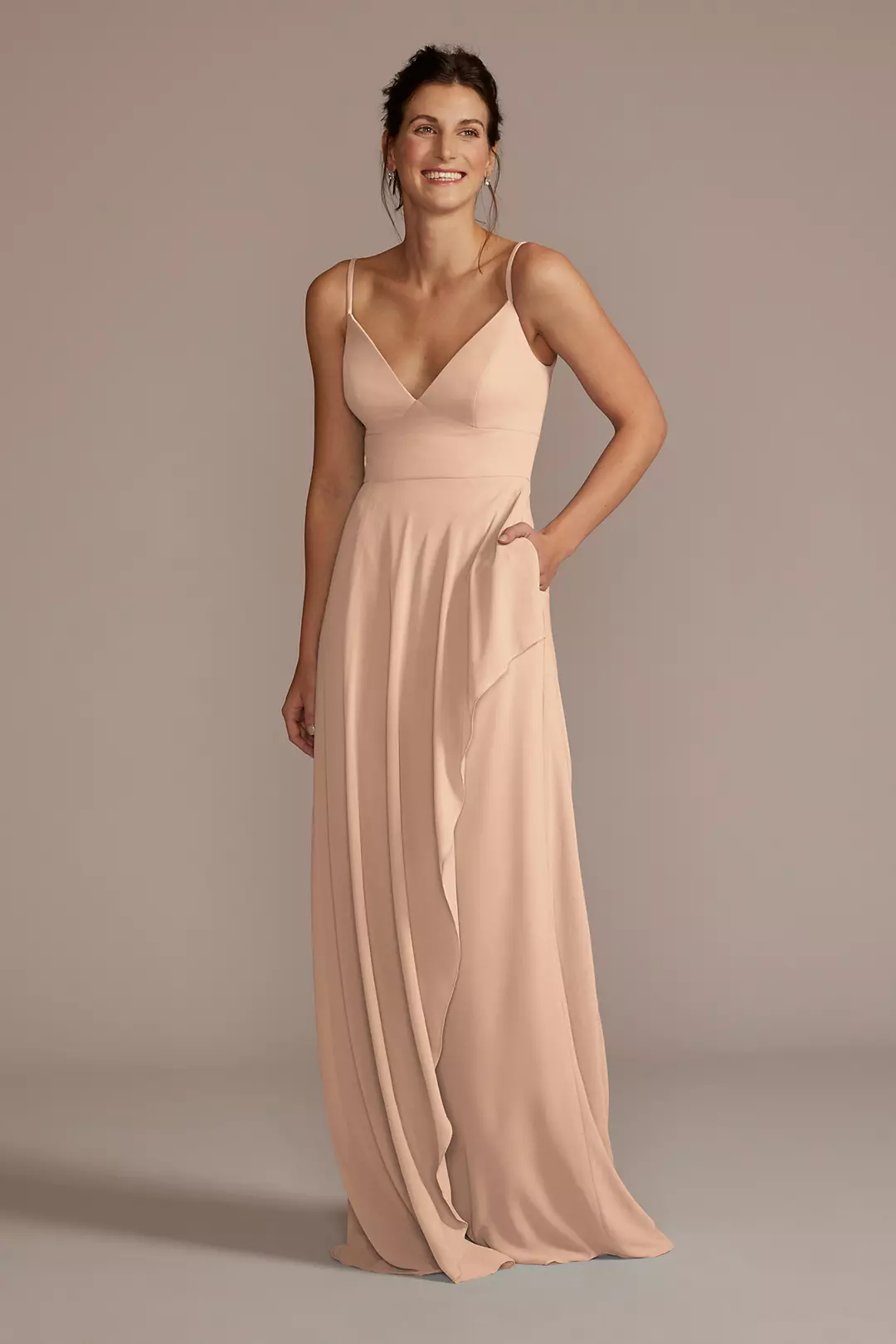 Chiffon V-Neck Cascade Skirt Dress - Image 21