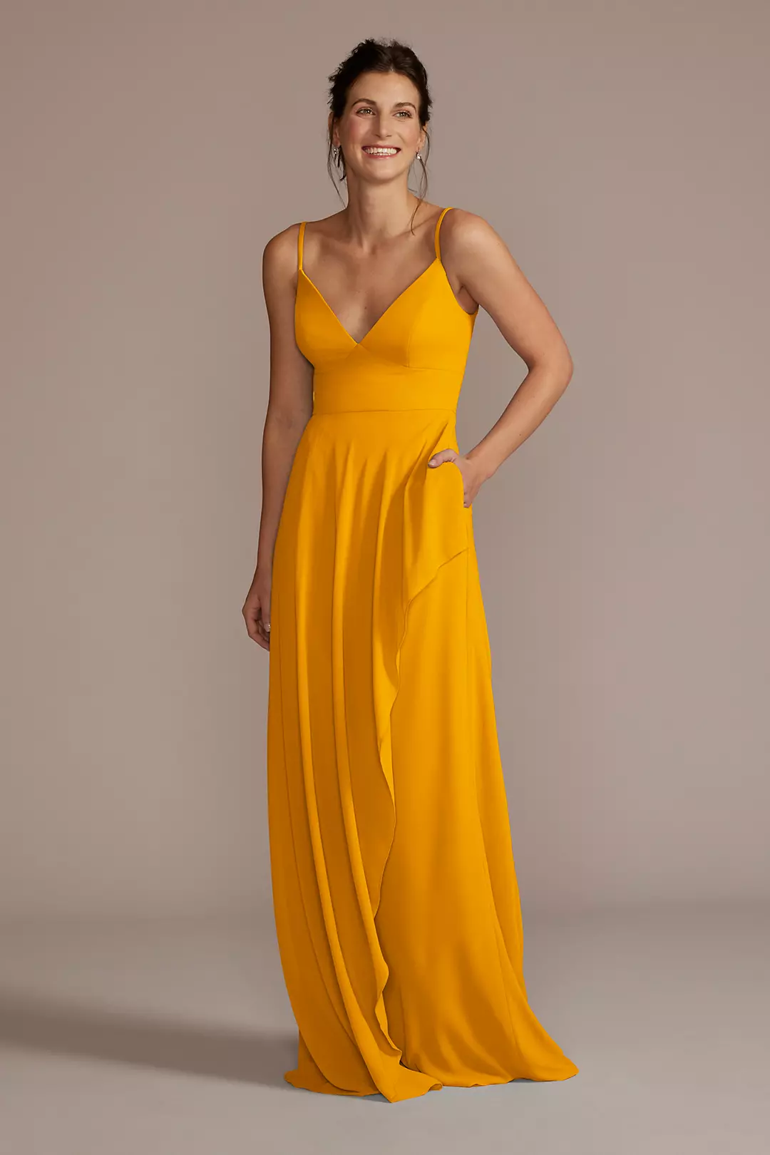 Chiffon V-Neck Cascade Skirt Dress - Image 22