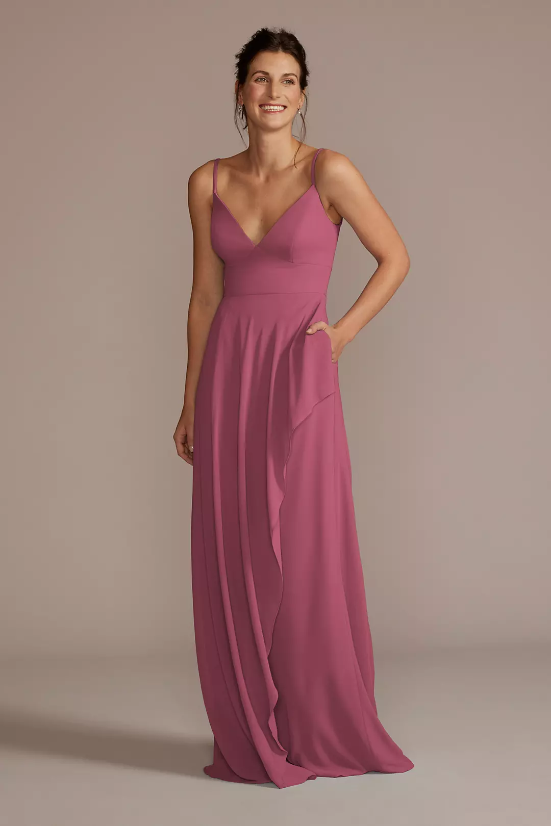 Chiffon V-Neck Cascade Skirt Dress - Image 25