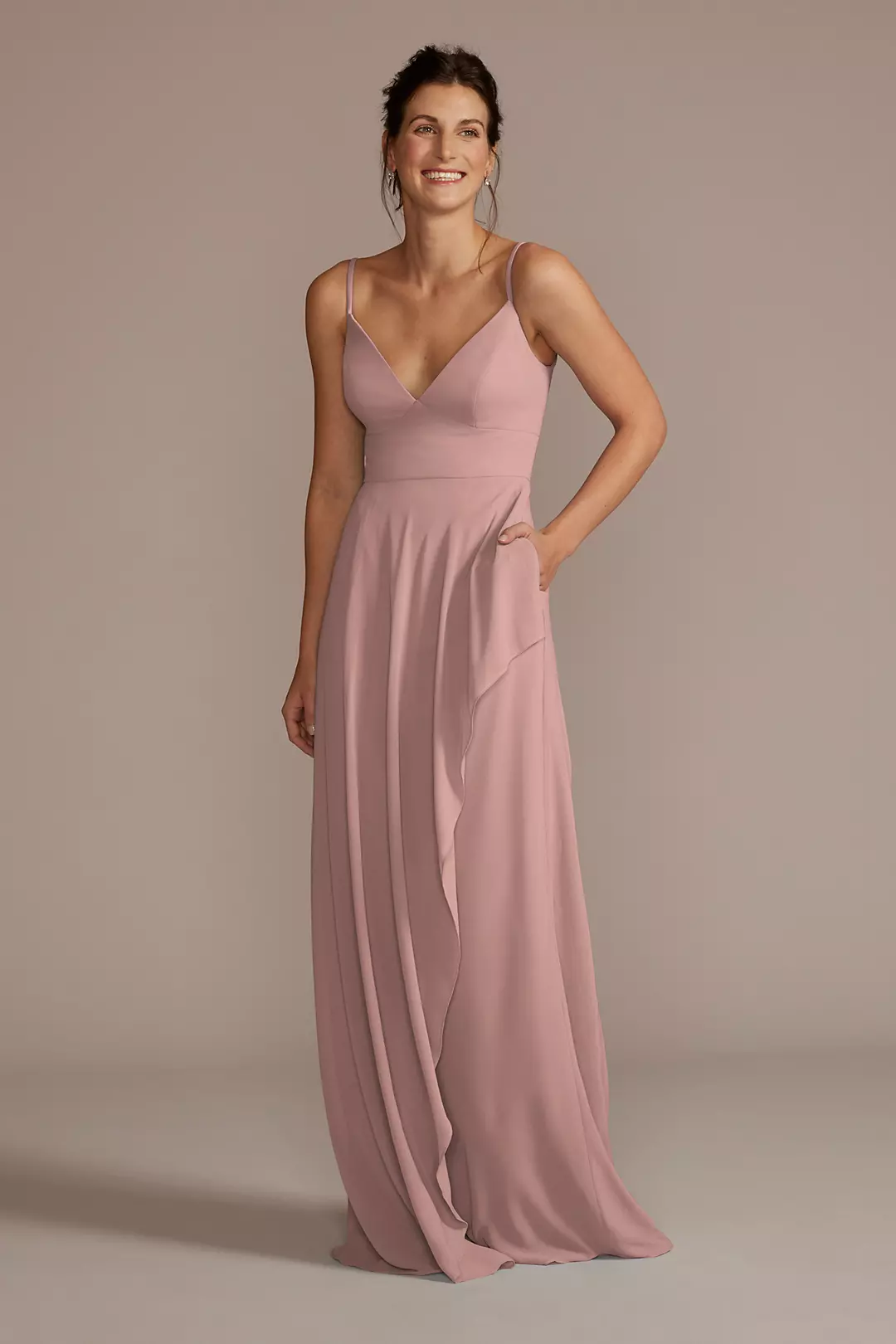 Chiffon V-Neck Cascade Skirt Dress - Image 26