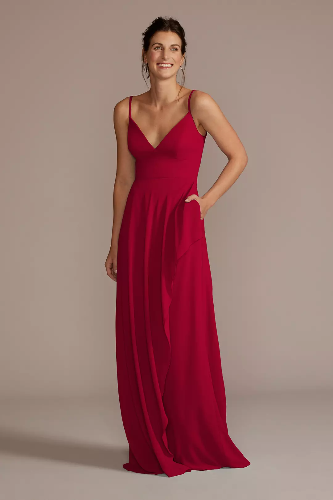 Chiffon V-Neck Cascade Skirt Dress - Image 28
