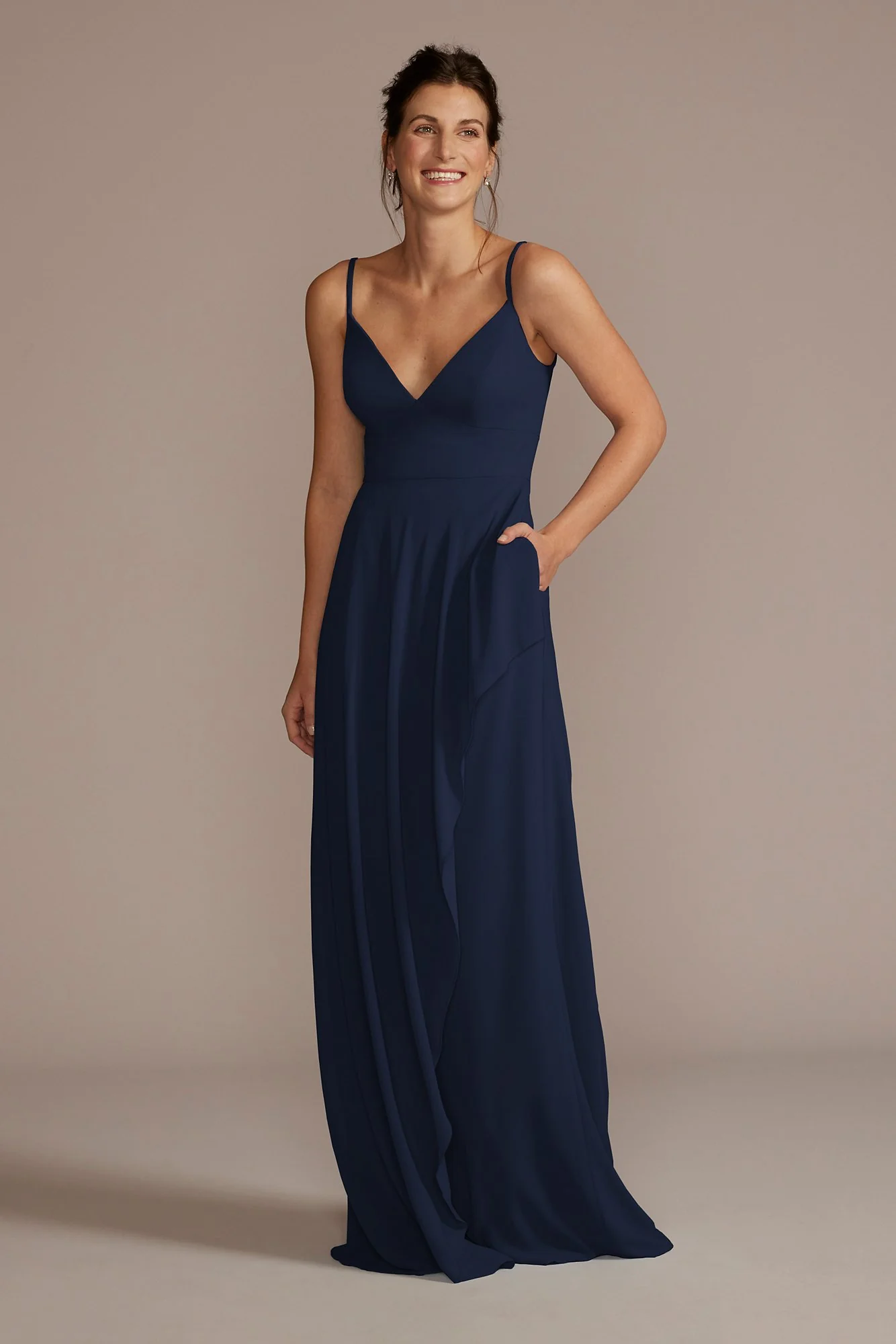 Chiffon V-Neck Cascade Skirt Dress - Image 29