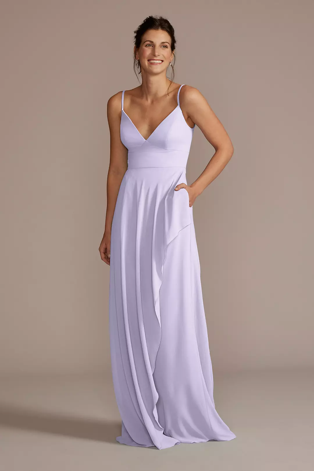 Chiffon V-Neck Cascade Skirt Dress - Image 31