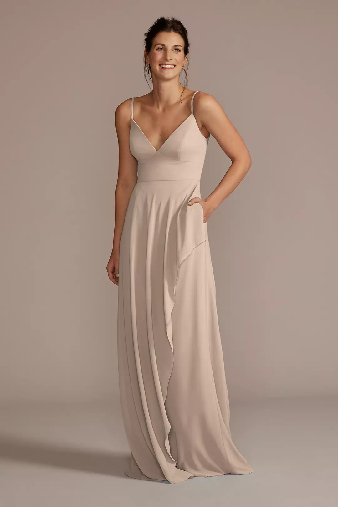 Chiffon V-Neck Cascade Skirt Dress - Image 33