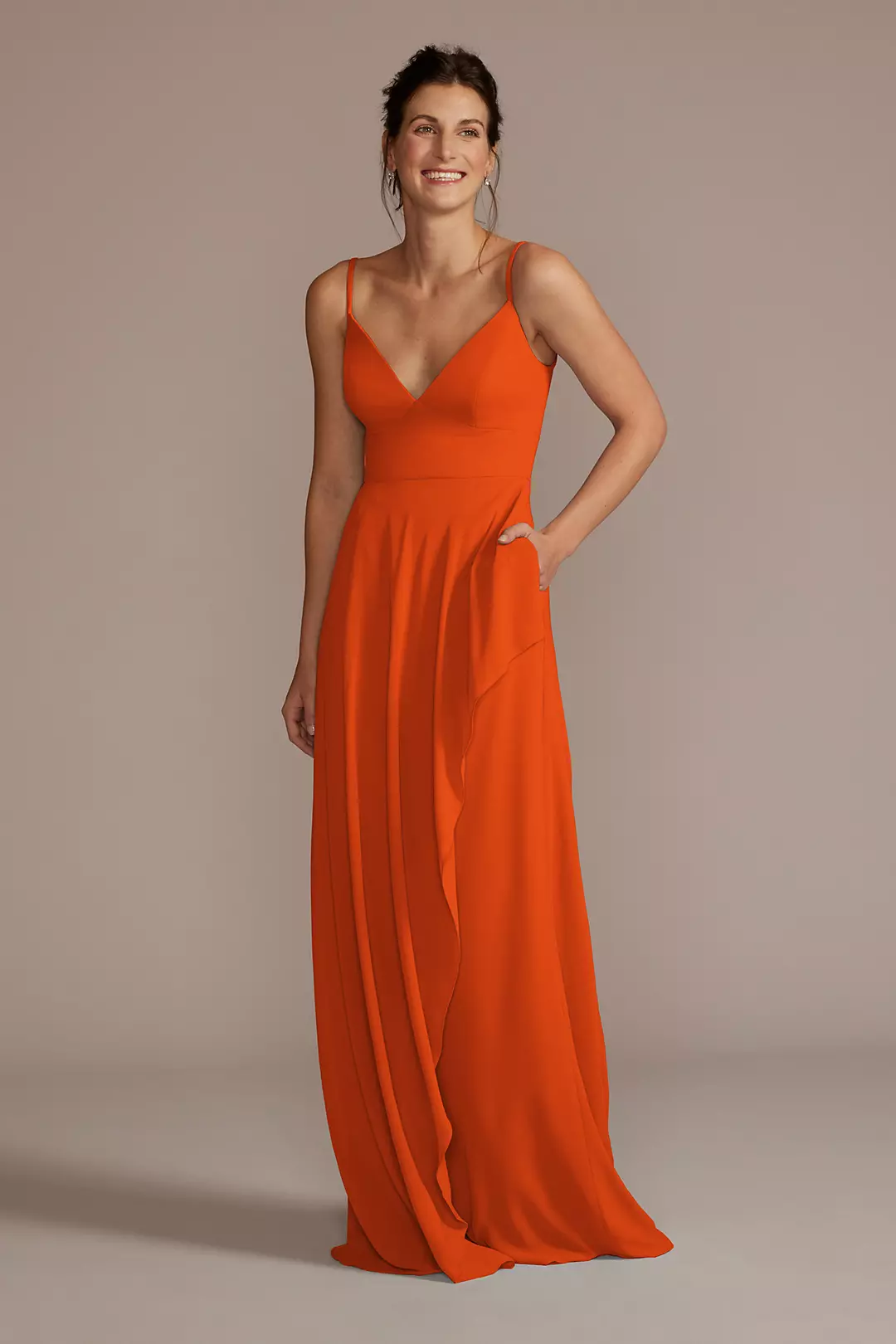 Chiffon V-Neck Cascade Skirt Dress - Image 35