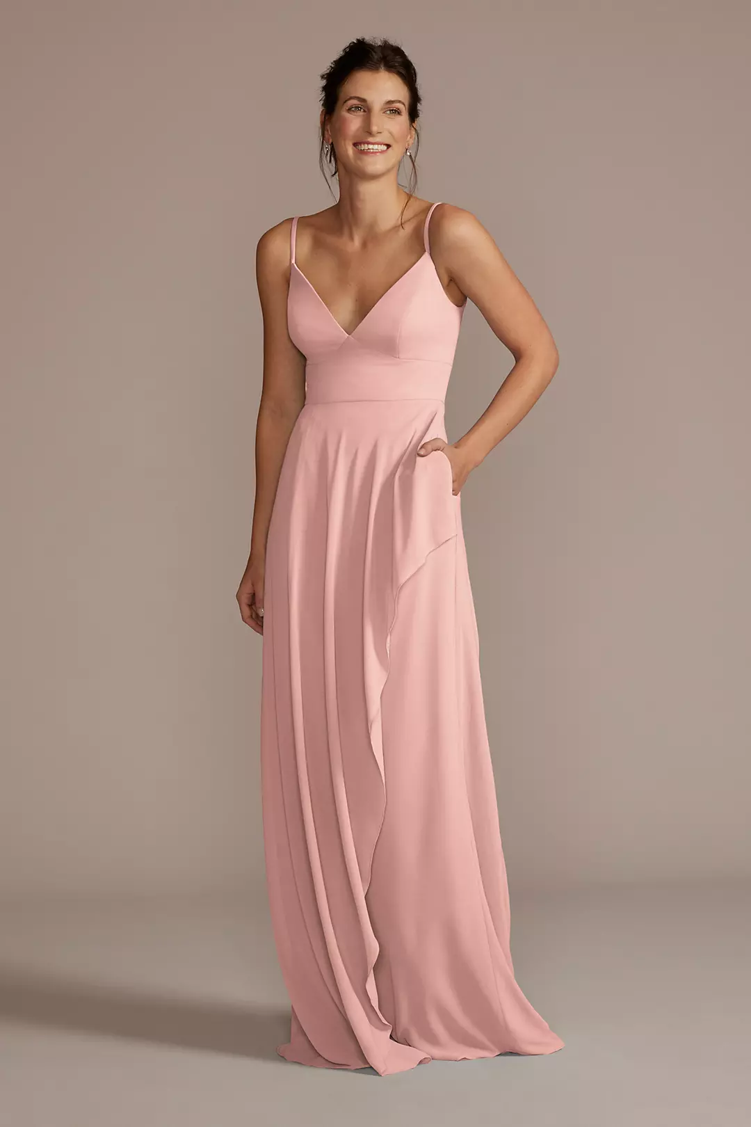 Chiffon V-Neck Cascade Skirt Dress - Image 38