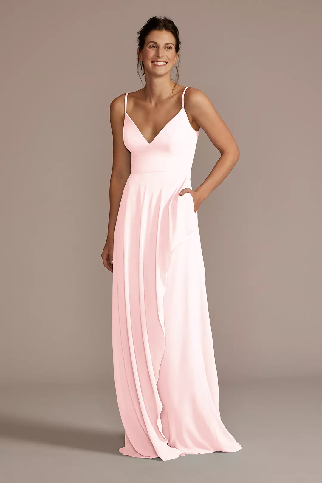 Chiffon V-Neck Cascade Skirt Dress - Image 40