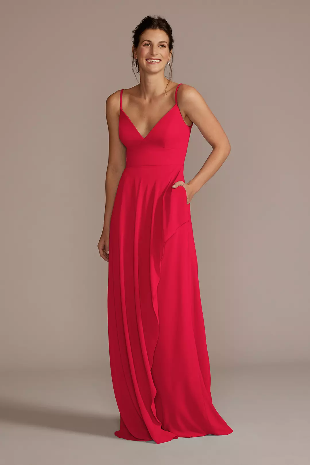 Chiffon V-Neck Cascade Skirt Dress - Image 45