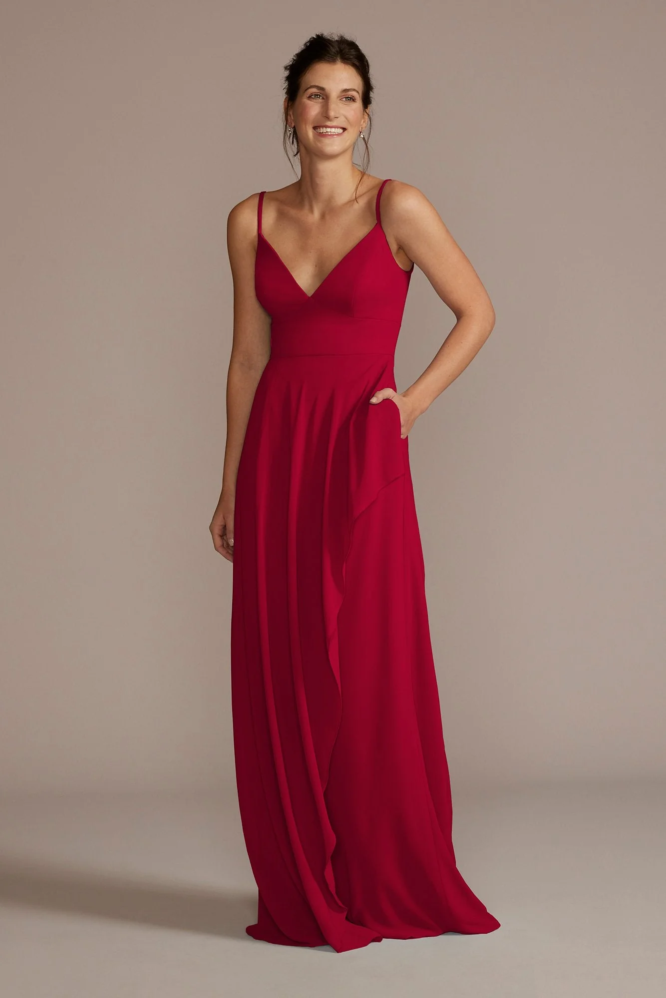 Chiffon V-Neck Cascade Skirt Dress - Image 7