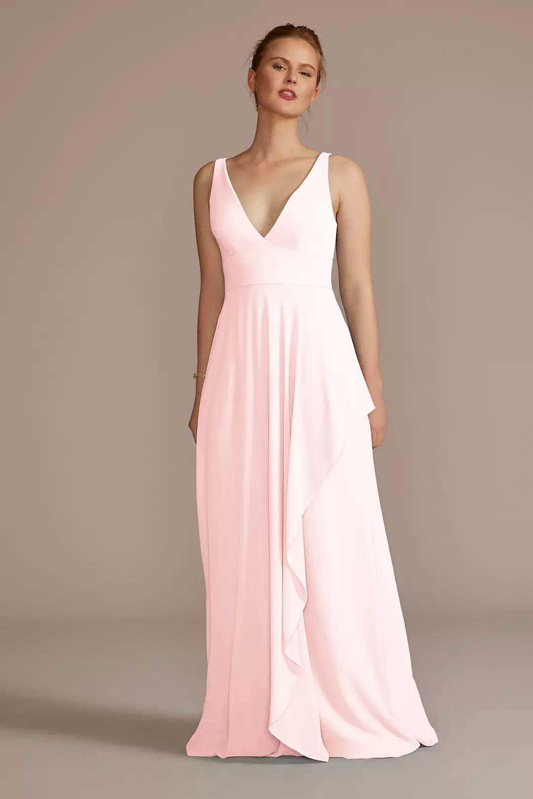 Chiffon V-Neck Tank Dress with Cascade - Image 52
