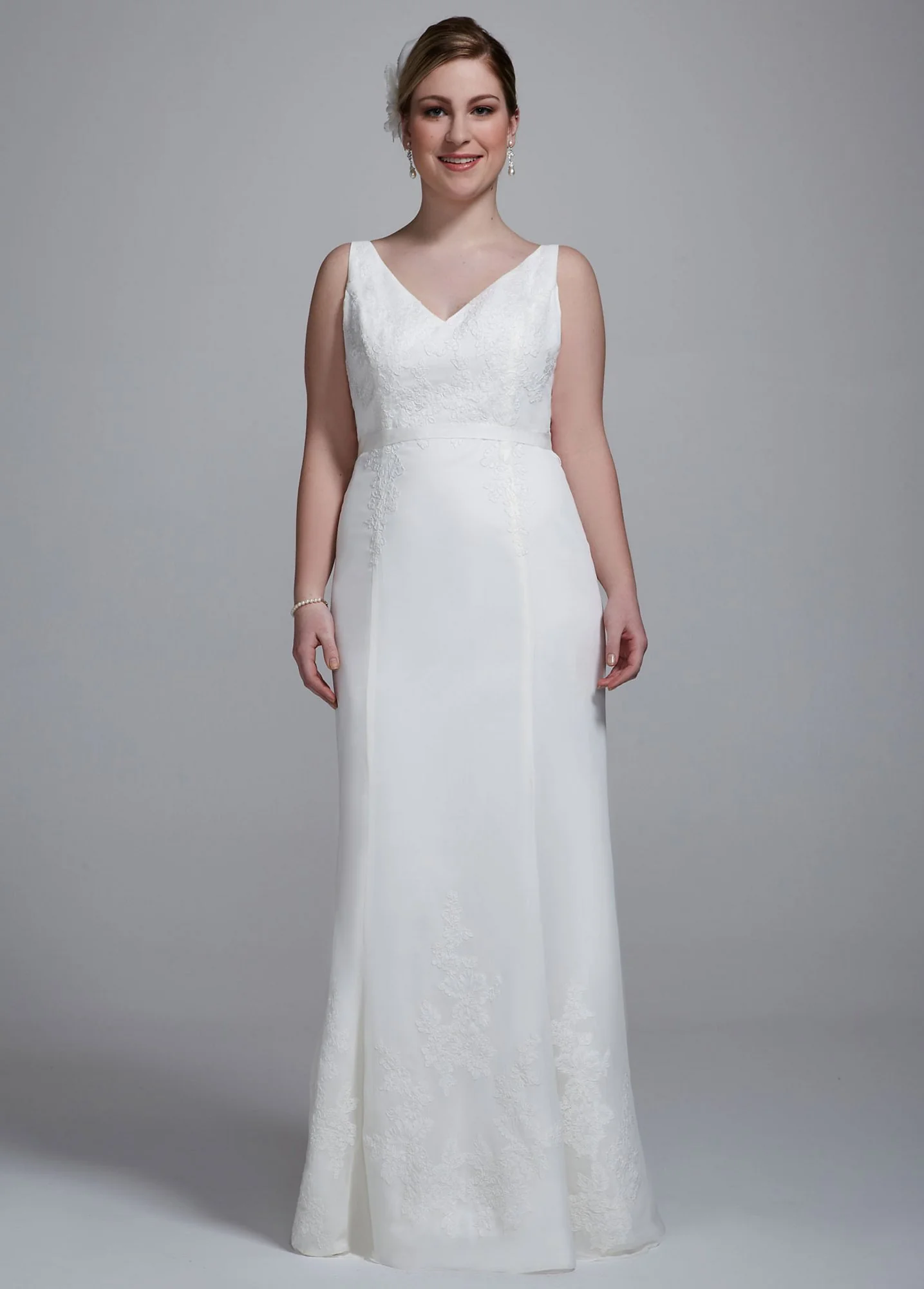 Chiffon Wedding Gown with Ruffle Detail and Lace - Image 2