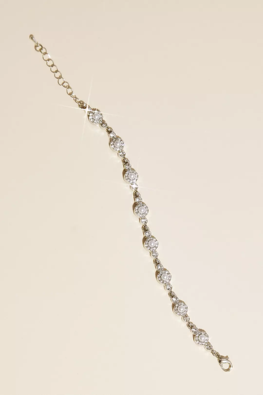 Circle Station Pearl and Rhinestone Bracelet - Image 2