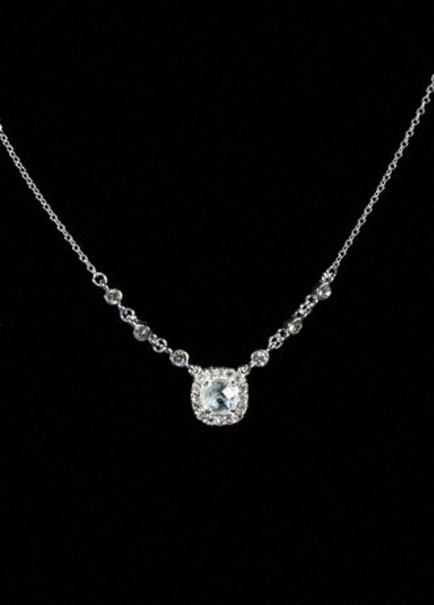Classic Crystal Pave Necklace with Round Stone Center
