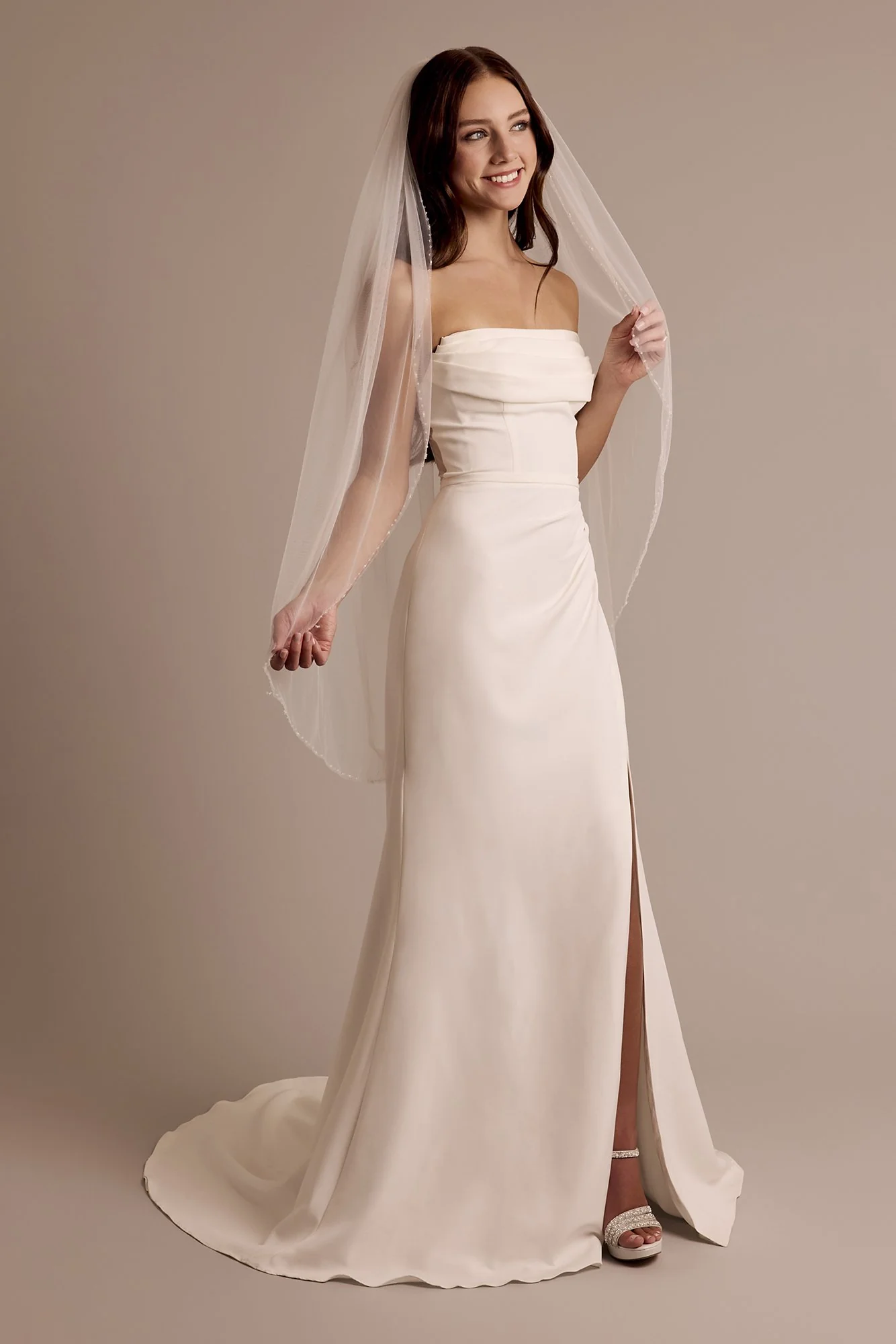 Clear Beaded Edge Mid-Length Veil