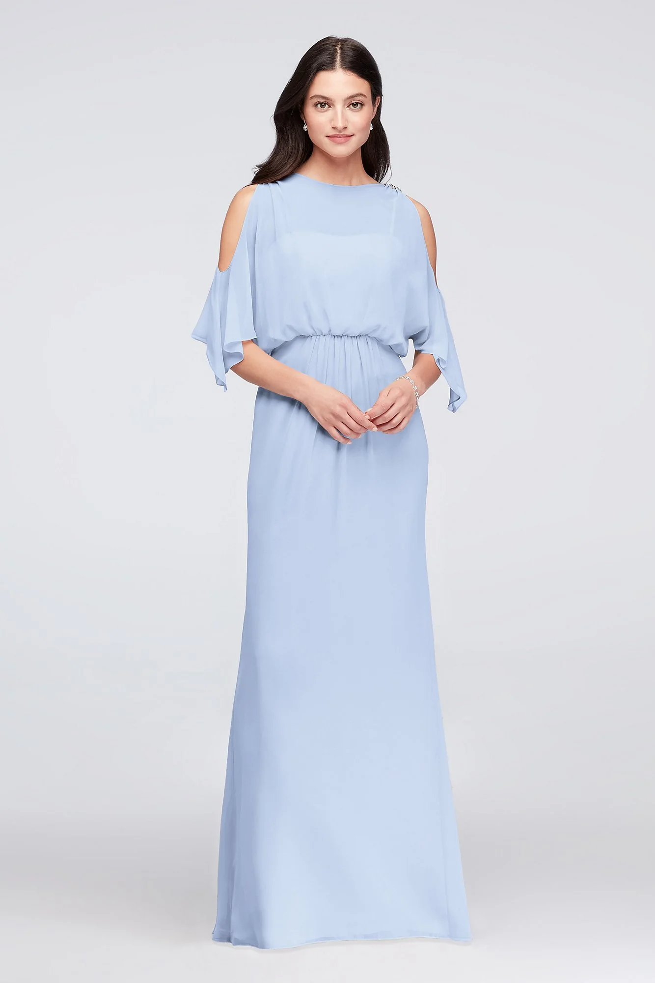 Cold-Shoulder Blouson Chiffon Bridesmaid Dress - Image 10