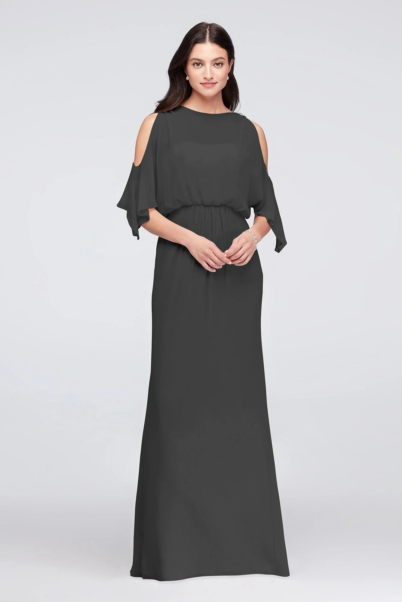 Cold-Shoulder Blouson Chiffon Bridesmaid Dress - Image 11