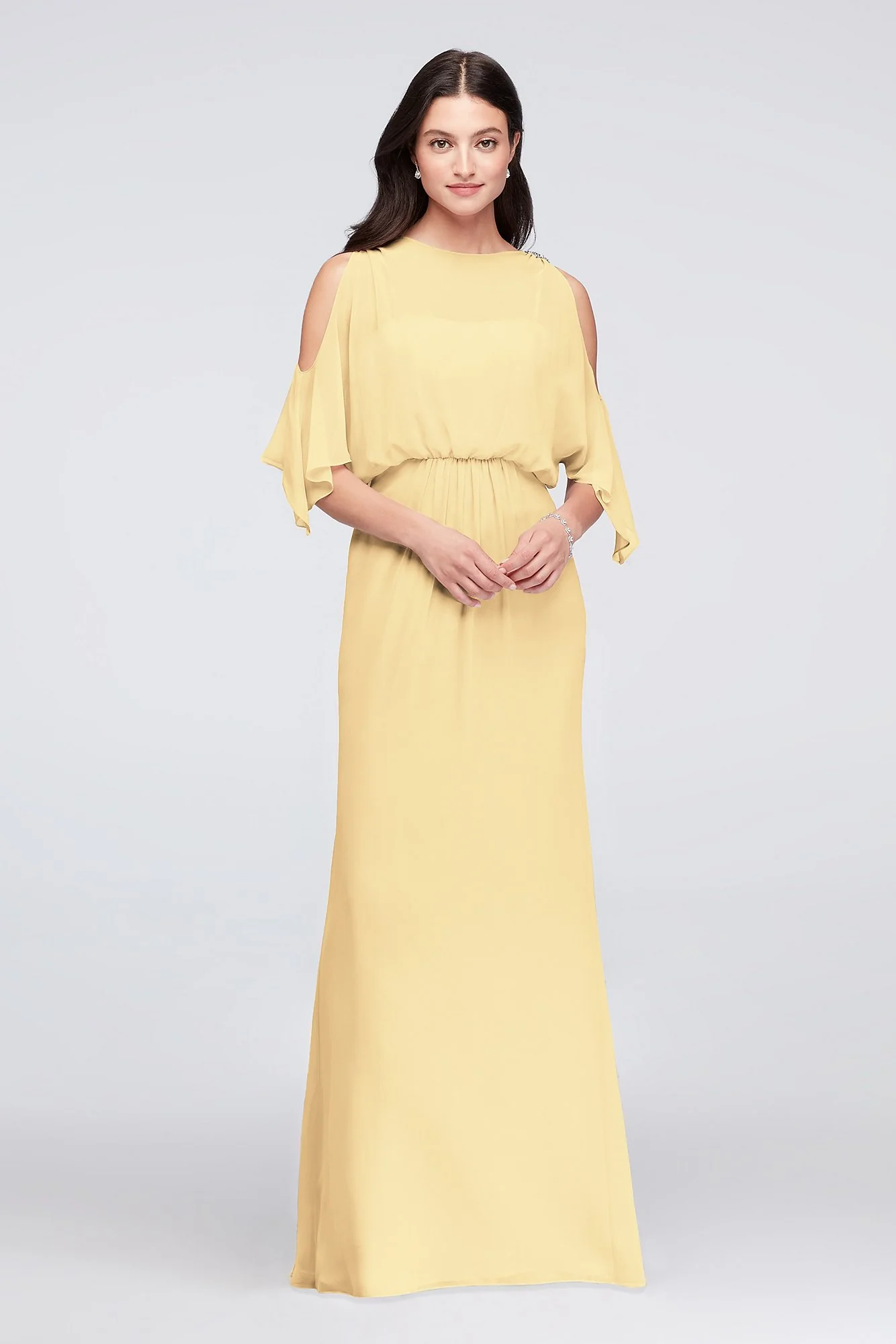 Cold-Shoulder Blouson Chiffon Bridesmaid Dress - Image 16
