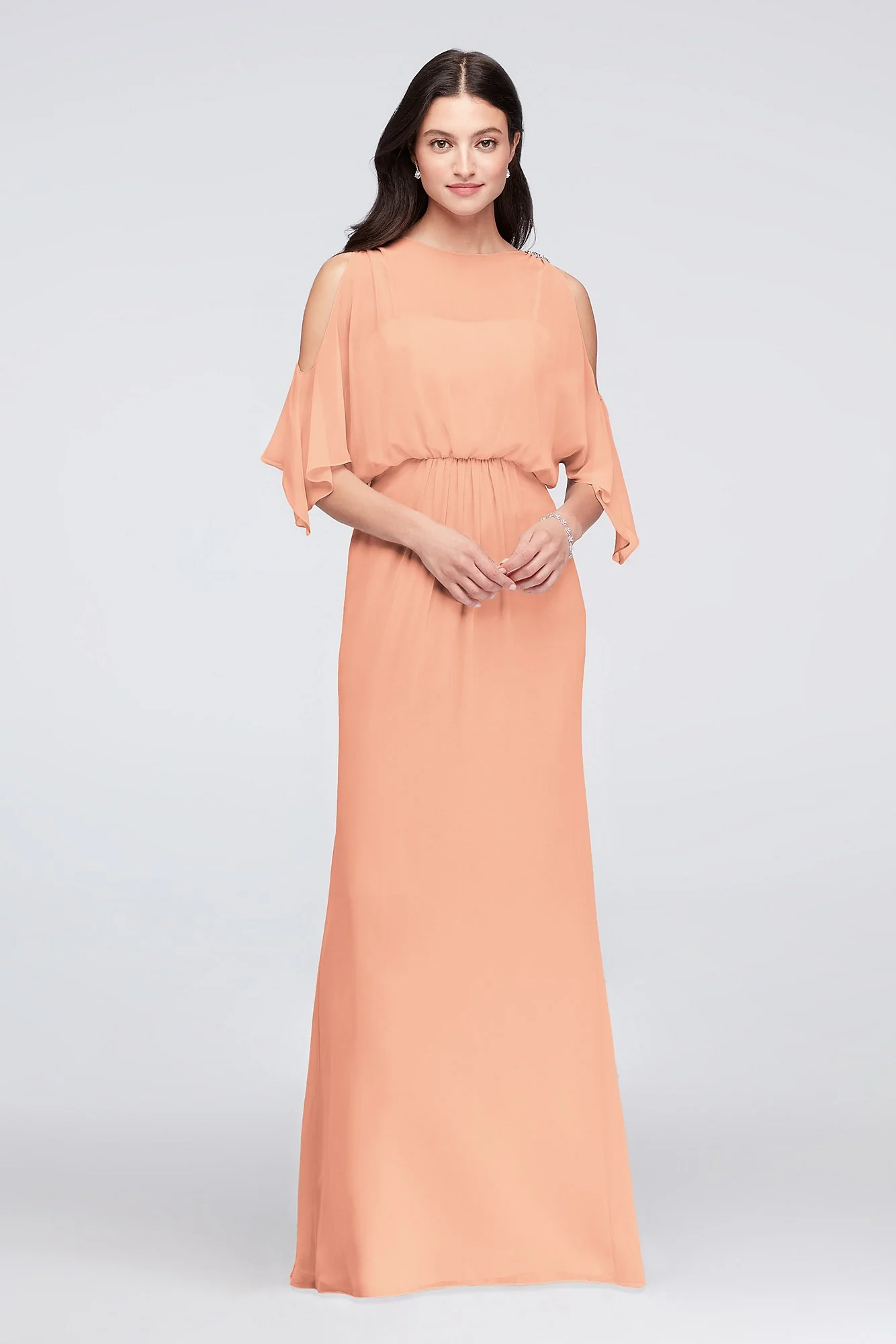 Cold-Shoulder Blouson Chiffon Bridesmaid Dress - Image 20