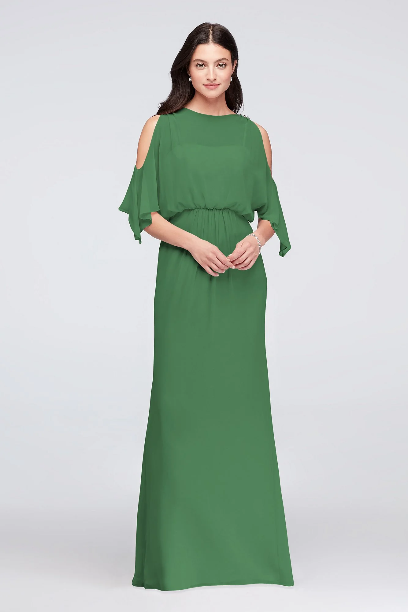 Cold-Shoulder Blouson Chiffon Bridesmaid Dress - Image 31
