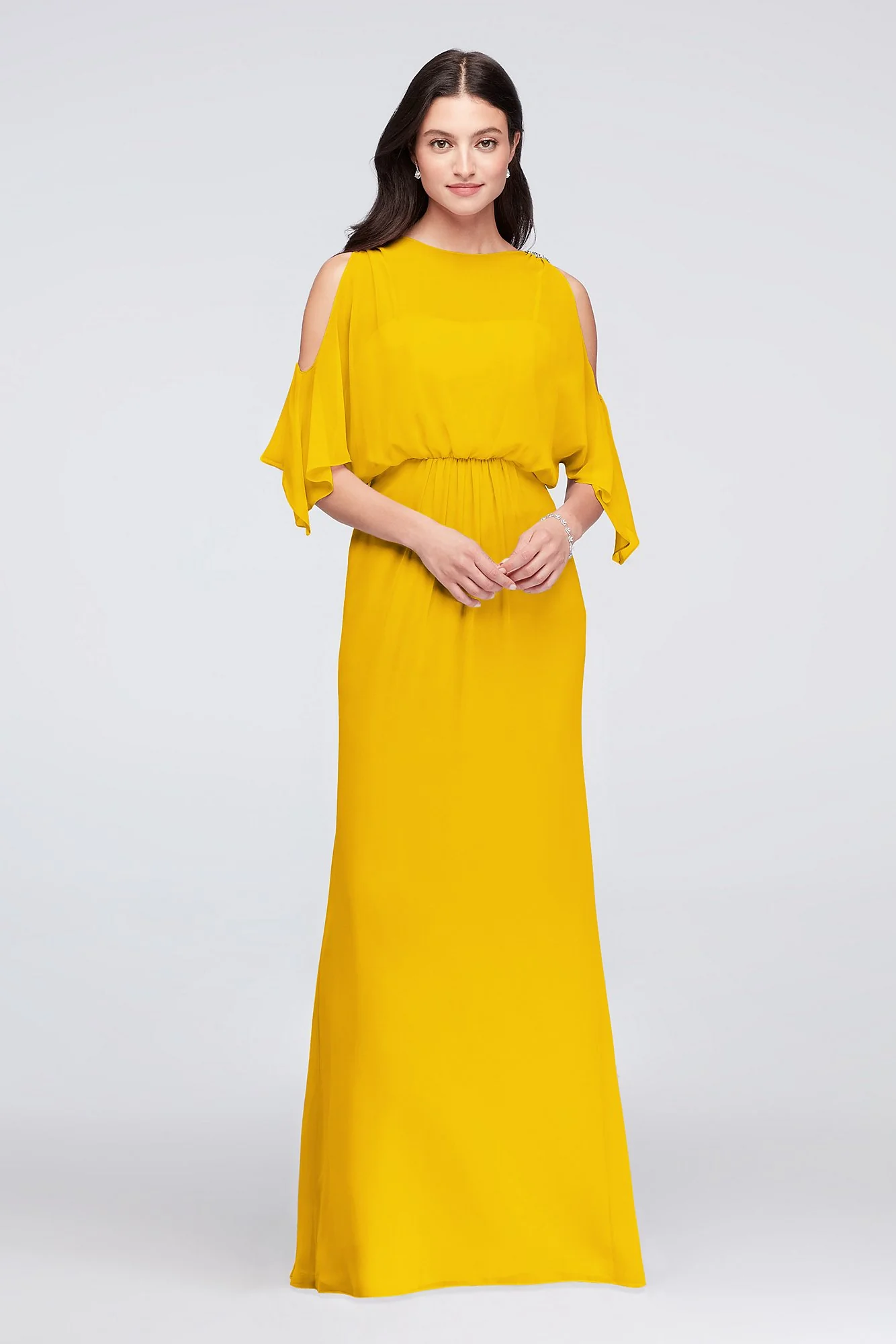 Cold-Shoulder Blouson Chiffon Bridesmaid Dress - Image 37