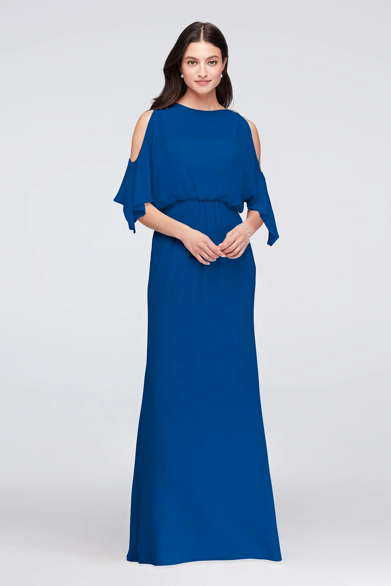 Cold-Shoulder Blouson Chiffon Bridesmaid Dress - Image 44