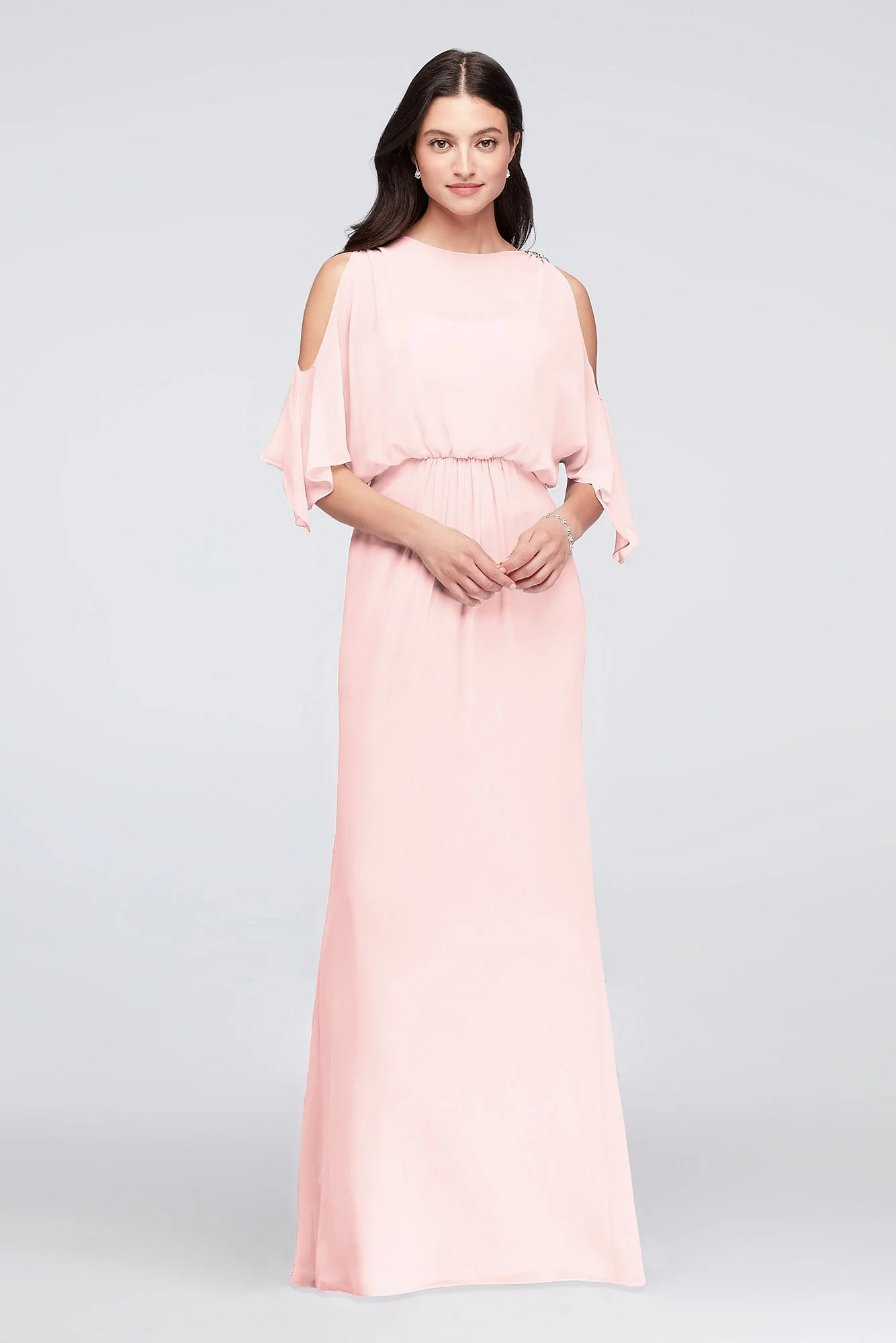 Cold-Shoulder Blouson Chiffon Bridesmaid Dress - Image 52