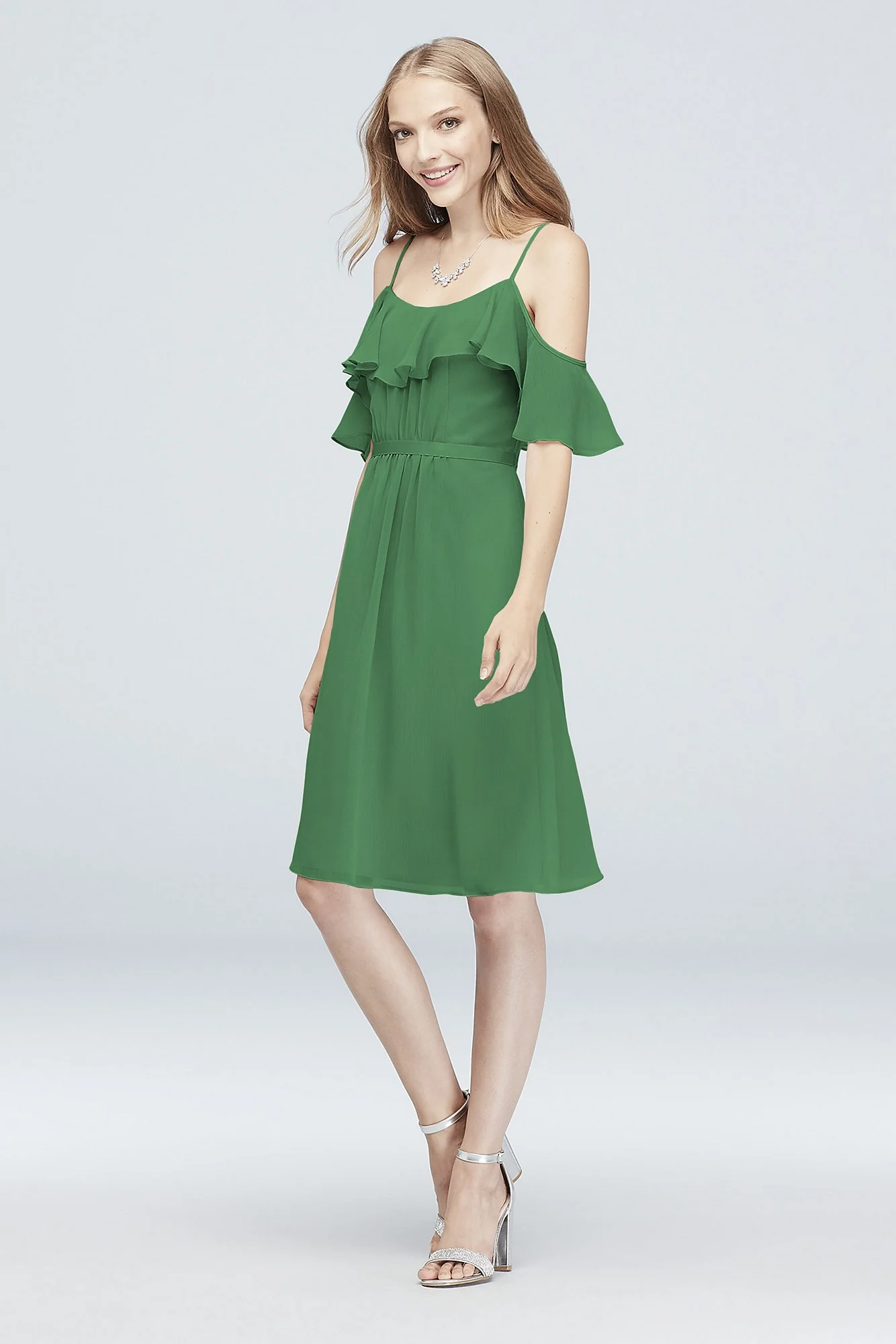 Cold-Shoulder Chiffon Short Bridesmaid Dress - Image 33