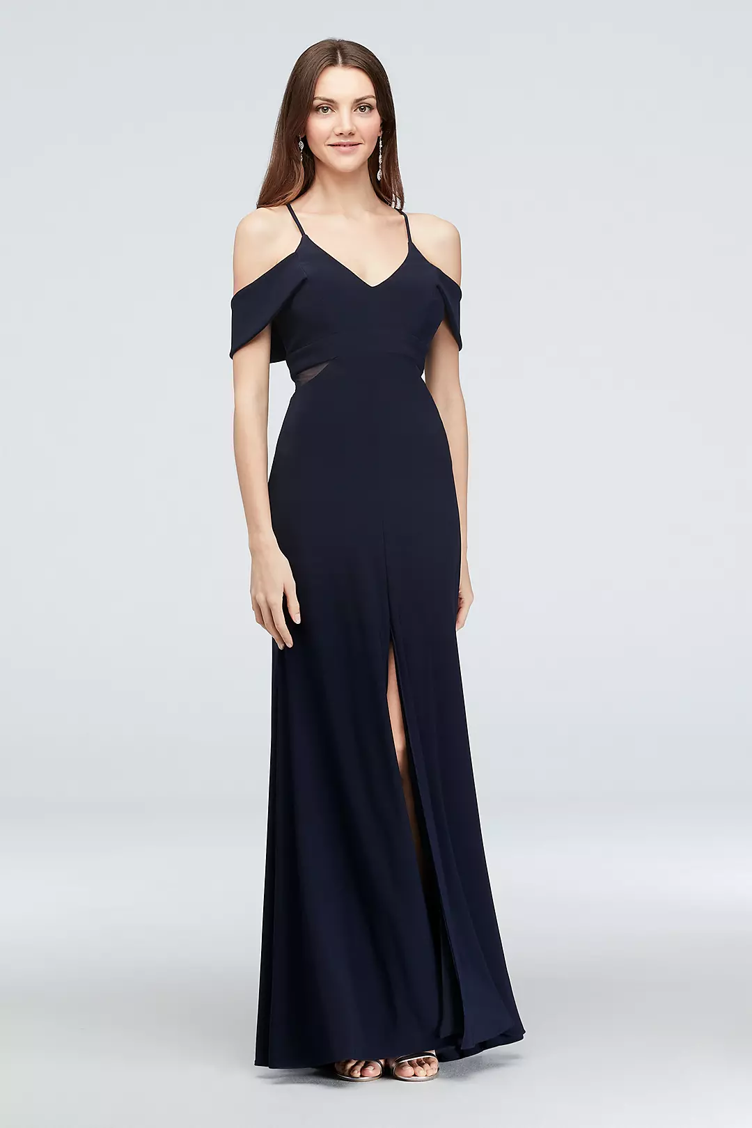 Cold Shoulder Jersey Gown with Illusion Sides - Image 3
