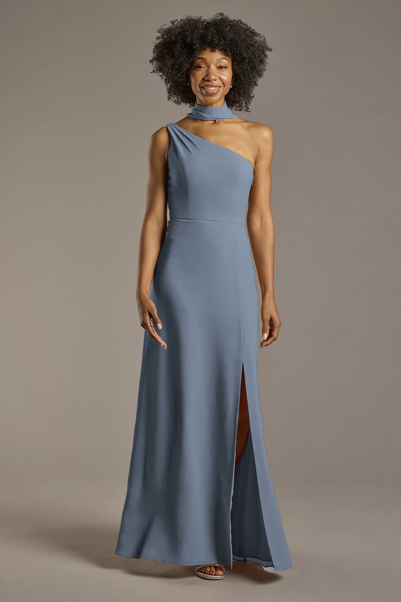 Convertible One-Shoulder Chiffon Dress - Image 25