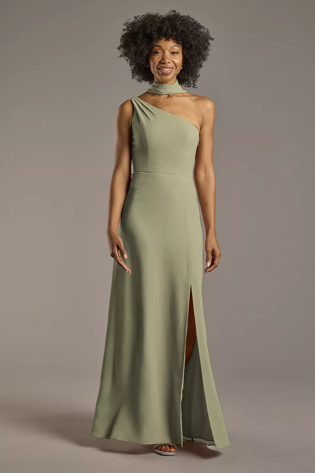 Convertible One-Shoulder Chiffon Dress - Image 46